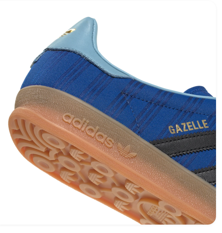 adidas Gazelle Blue & Black Sneakers with Light Blue Heel & Gum Sole