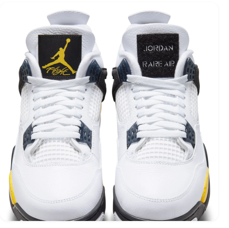Air Jordan 4 White & Yellow Sneakers with Black Accents