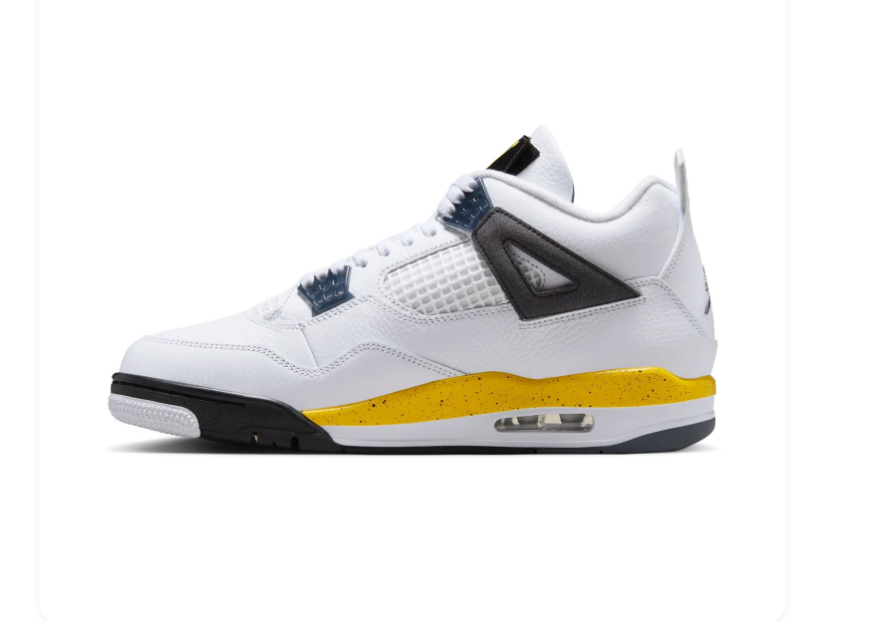 Air Jordan 4 White & Yellow Sneakers with Black Accents