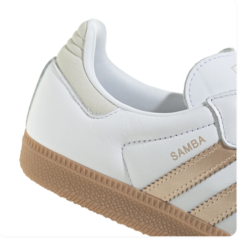 adidas Samba White & Metallic Gold Sneakers with Gum Sole