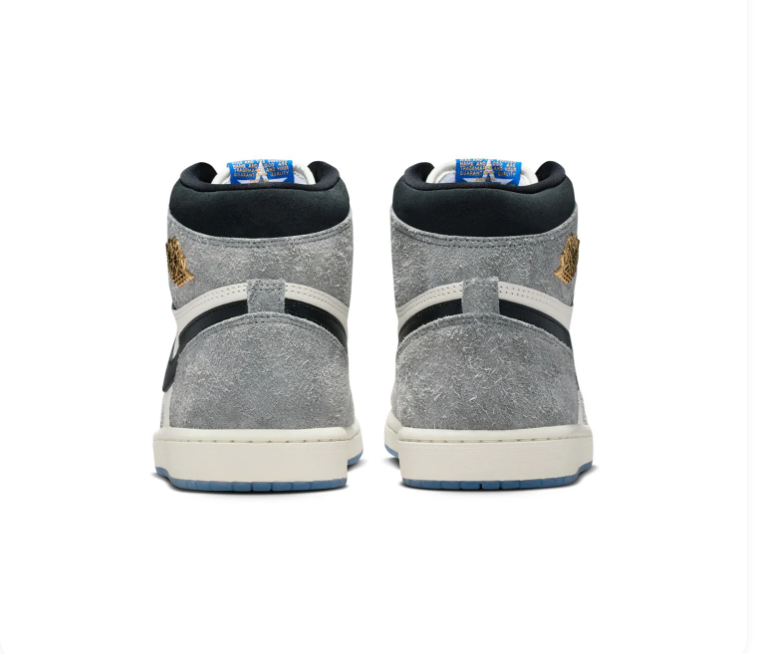 Air Jordan 1 High Grey & White Sneakers with Icy Blue Sole