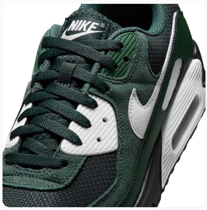 Nike Air Max 90 Forest Green & Black Sneakers with White Swoosh
