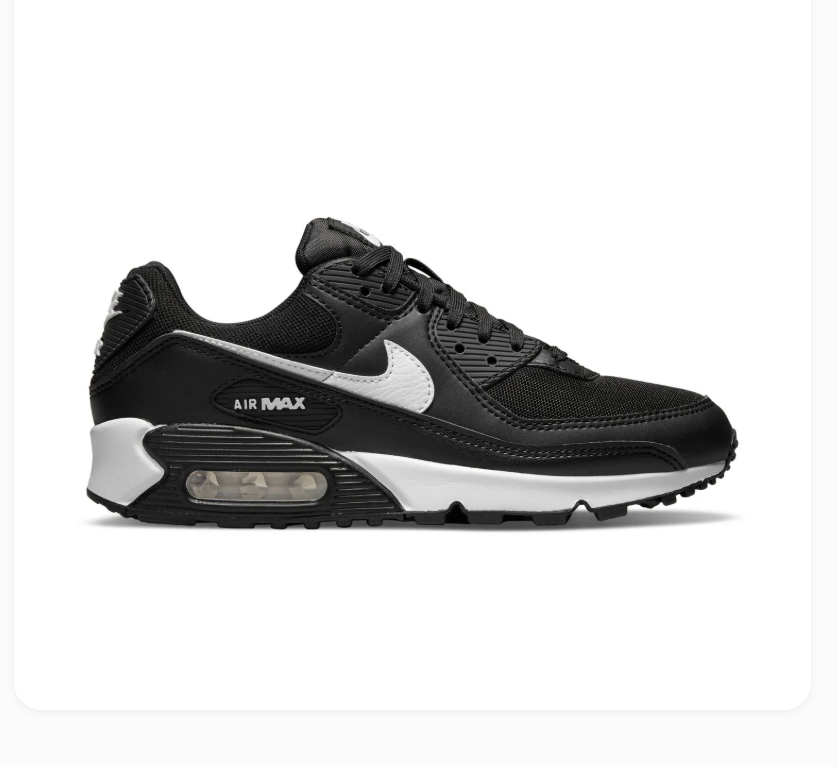 Nike Air Max 90 Black & White Mesh Sneakers
