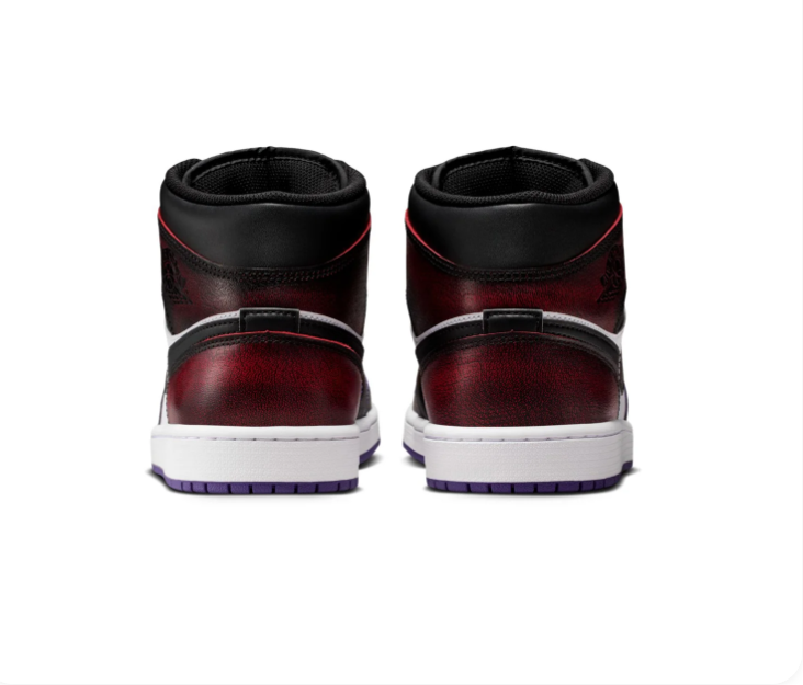Air Jordan 1 Mid Black & White Sneakers with Yellow and Purple Accents