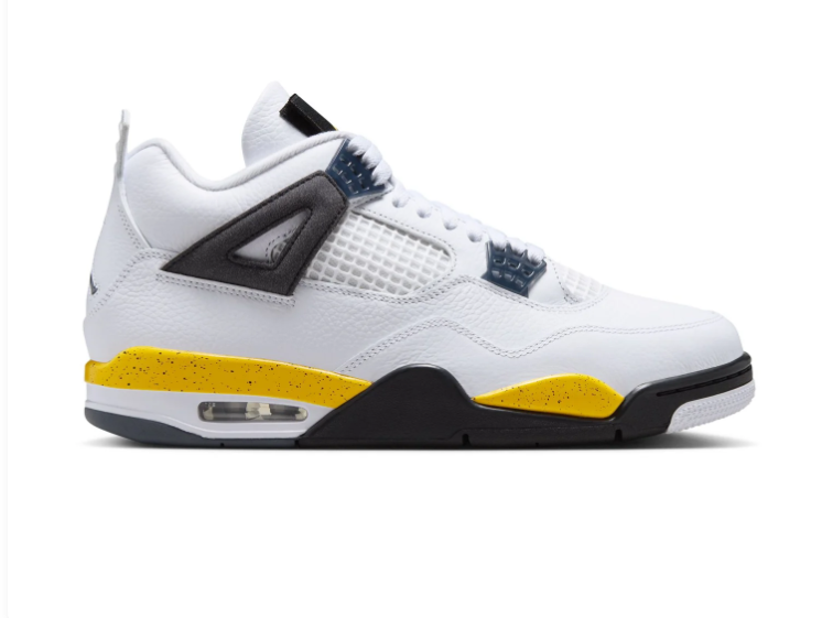 Air Jordan 4 White & Yellow Sneakers with Black Accents