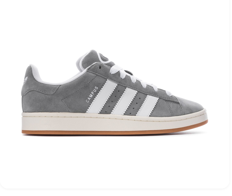adidas Campus Grey & White Sneakers with Gum Outsole