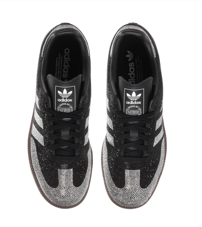 adidas Black & Silver Rhinestone-Style Sneakers with Brown Sole