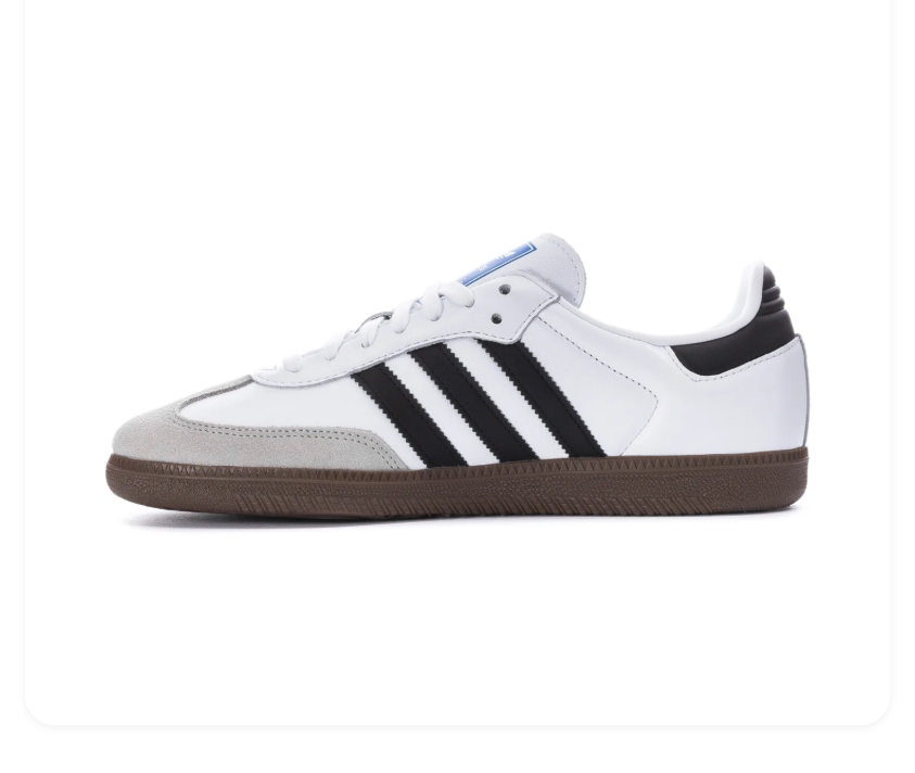 adidas Samba White & Black Sneakers with Grey Toe & Dark Gum Sole