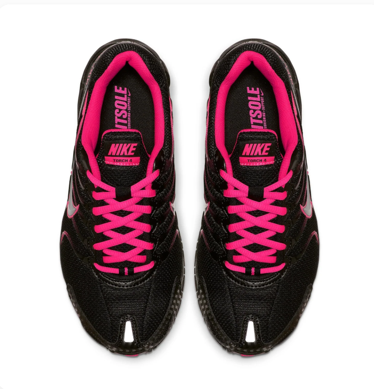 Nike Air Max Torch 4 Black & Hot Pink Sneakers with Silver Swoosh