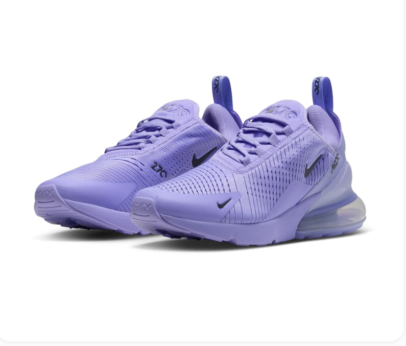 Nike Air Max 270 Lavender Sneakers with Black Swoosh