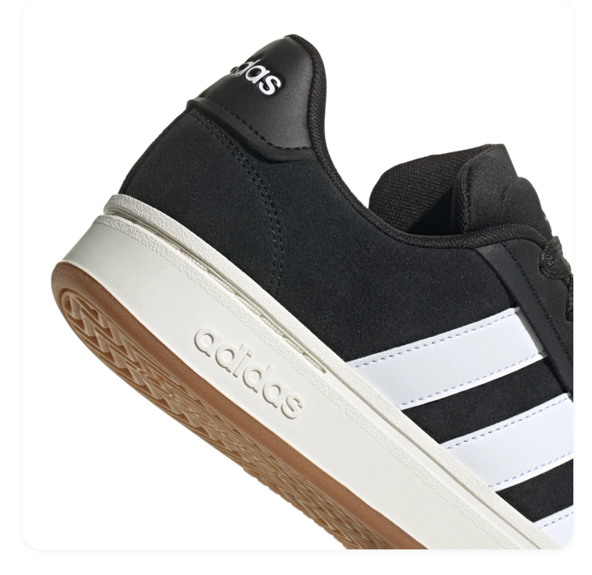 adidas Black & White Low-Top Sneakers with Gum Outsole