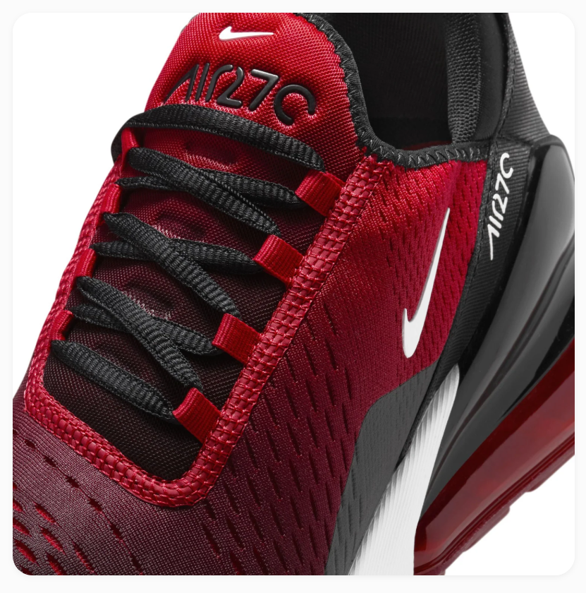 Nike Air Max 270 Red & Black Sneakers with White Accents