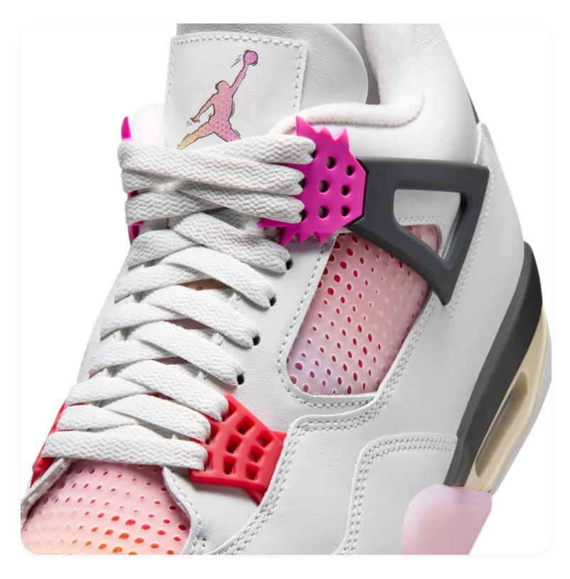 Air Jordan 4 White & Pink Sneakers with Gradient Accents