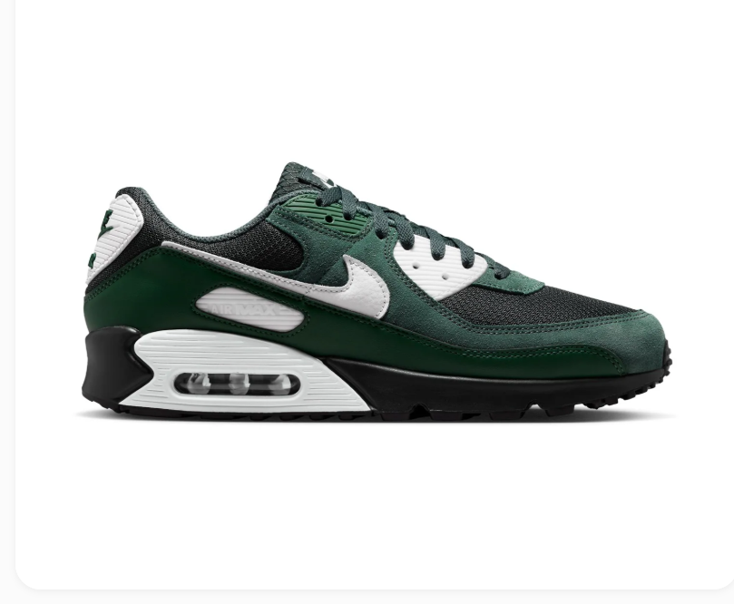 Nike Air Max 90 Forest Green & Black Sneakers with White Swoosh