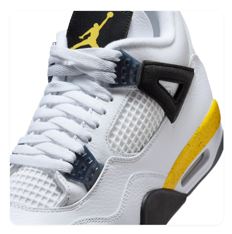 Air Jordan 4 White & Yellow Sneakers with Black Accents