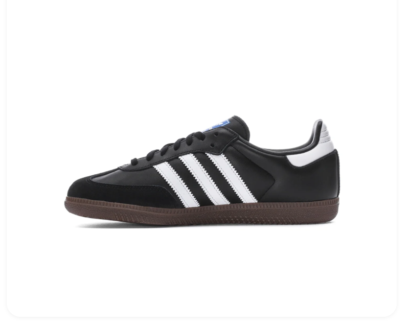 adidas Samba Black & White Sneakers with Dark Gum Sole