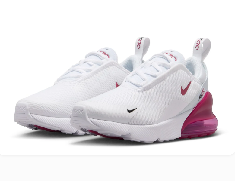 Nike Air Max 270 White & Magenta Mesh Sneakers