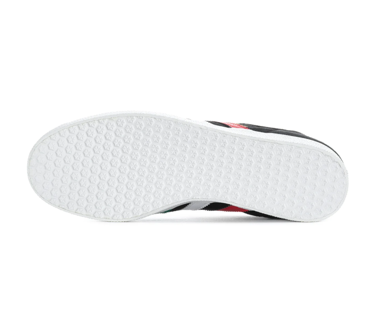 adidas Gazelle Black Sneakers with Green, White & Red Stripes