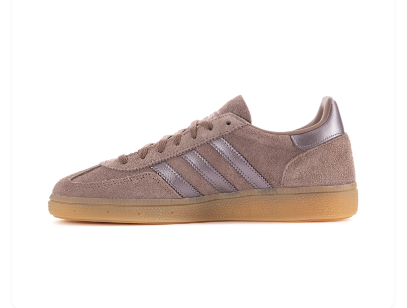 adidas Handball Spezial Taupe Sneakers with Metallic Stripes & Gum Sole