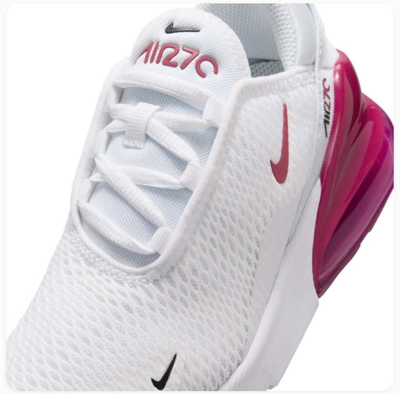 Nike Air Max 270 White & Magenta Mesh Sneakers