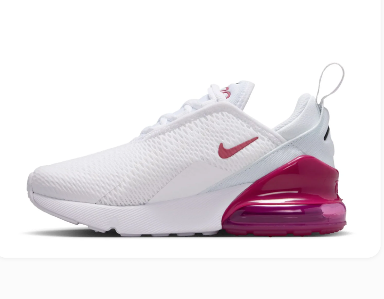 Nike Air Max 270 White & Magenta Mesh Sneakers