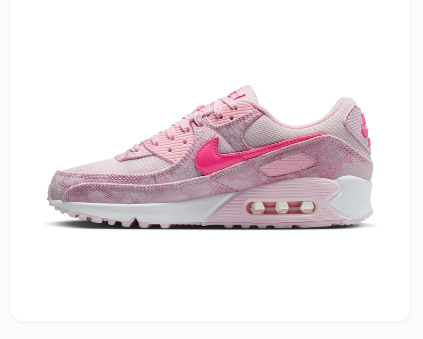 Nike Air Max 90 Pink Sneakers with Hot Pink Swoosh