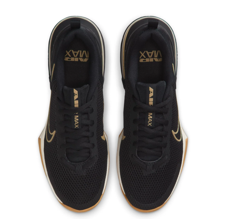 Nike Air Max Black & Gold Mesh Sneakers with Gum Outsole
