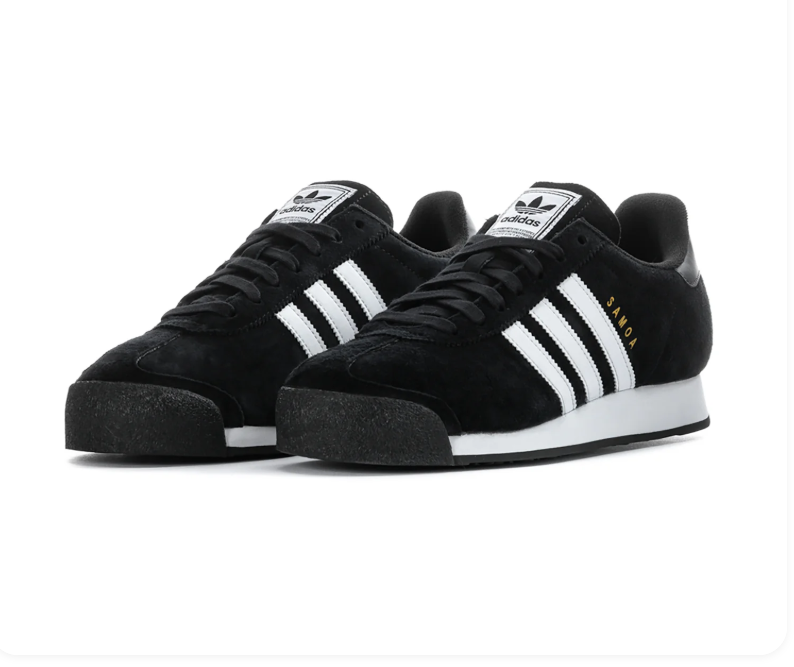adidas Samoa Black & White Sneakers with Textured Toe Bumper