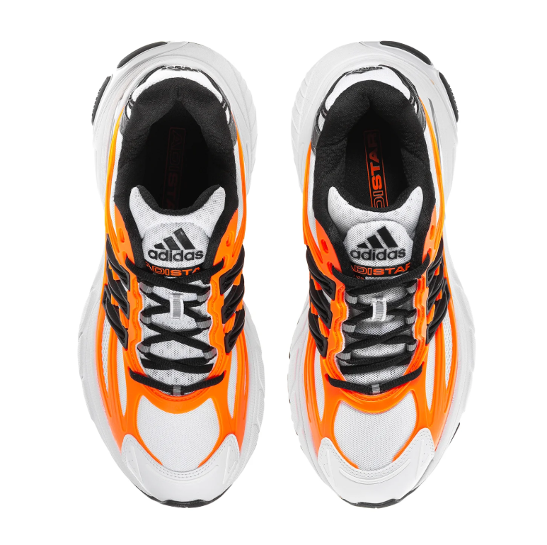 adidas Adistar White & Orange Chunky Sneakers with Black Stripes