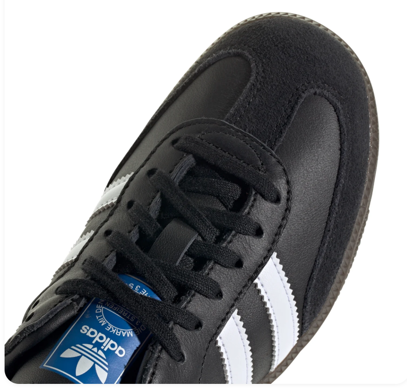 adidas Samba Black & White Sneakers with Dark Gum Sole