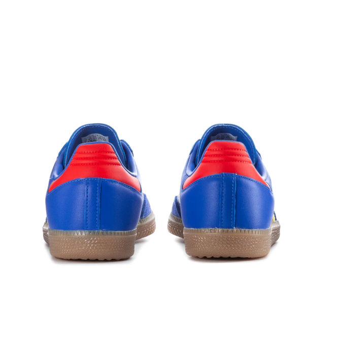 adidas Samba Blue & Yellow Sneakers with Red Laces & Gum Sole