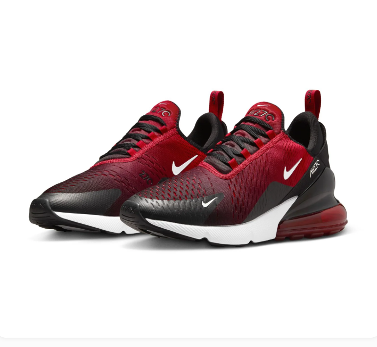 Nike Air Max 270 Red & Black Sneakers with White Accents