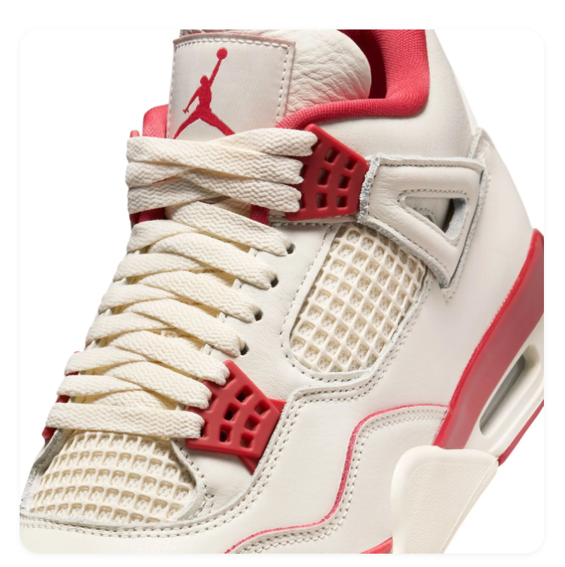 Air Jordan 4 Cream & Red Sneakers