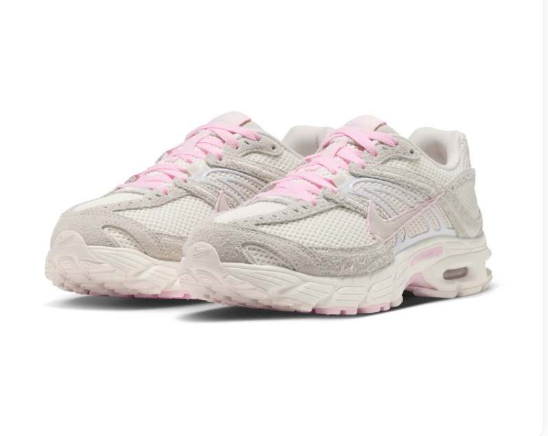 Nike Air Max Cream & Light Grey Mesh Sneakers with Pink Accents