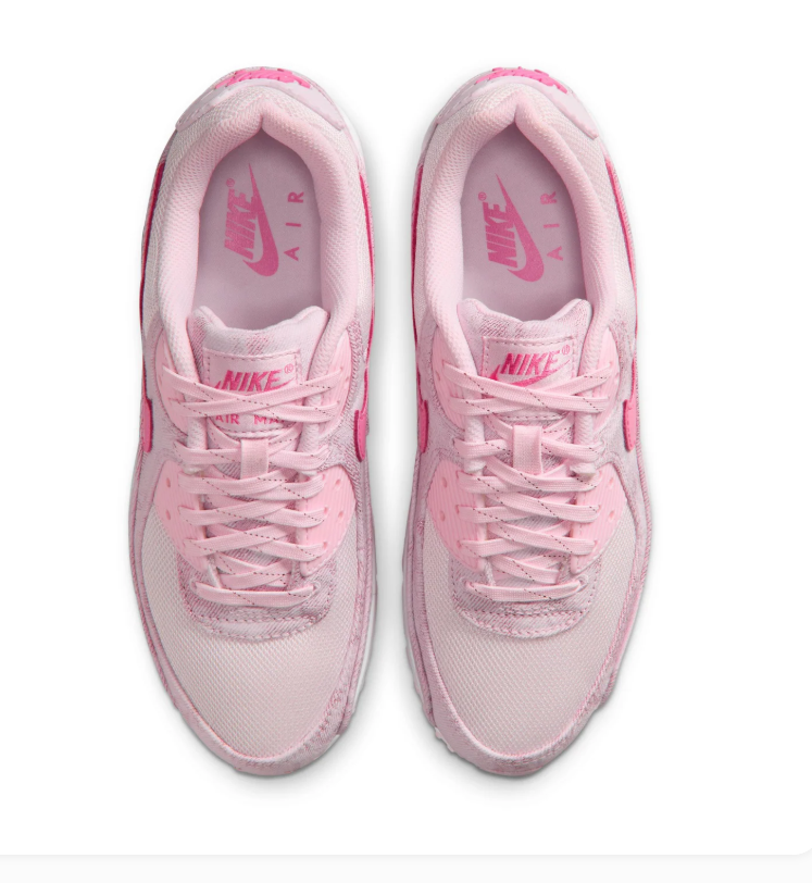 Nike Air Max 90 Pink Sneakers with Hot Pink Swoosh