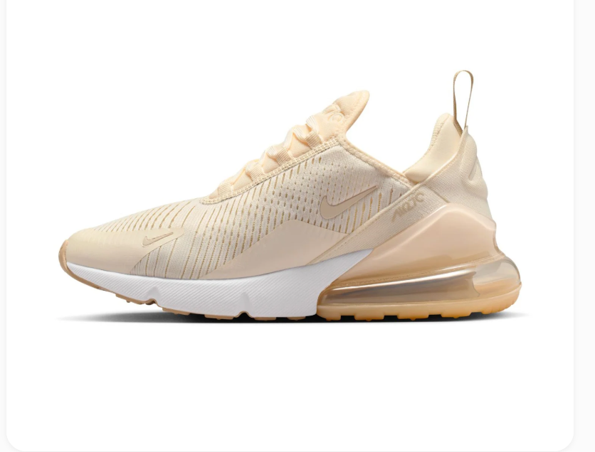 Nike Air Max 270 Cream & Beige Sneakers with Gum Outsole