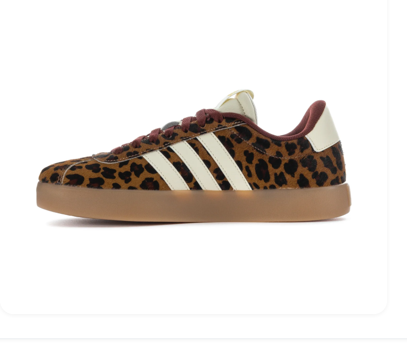 adidas Leopard-Print Sneakers with Cream Stripes & Burgundy Laces