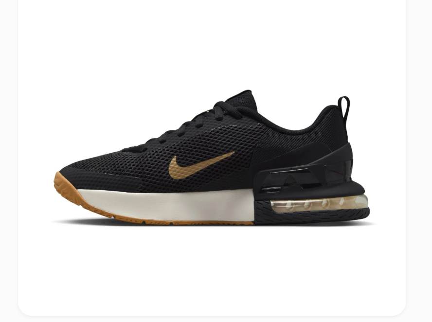 Nike Air Max Black & Gold Mesh Sneakers with Gum Outsole