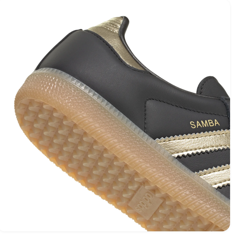 adidas Samba Black & Metallic Gold Sneakers with Gum Sole