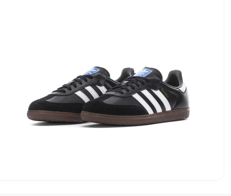 adidas Samba Black & White Sneakers with Dark Gum Sole