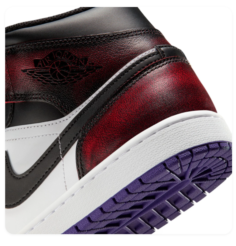 Air Jordan 1 Mid Black & White Sneakers with Yellow and Purple Accents