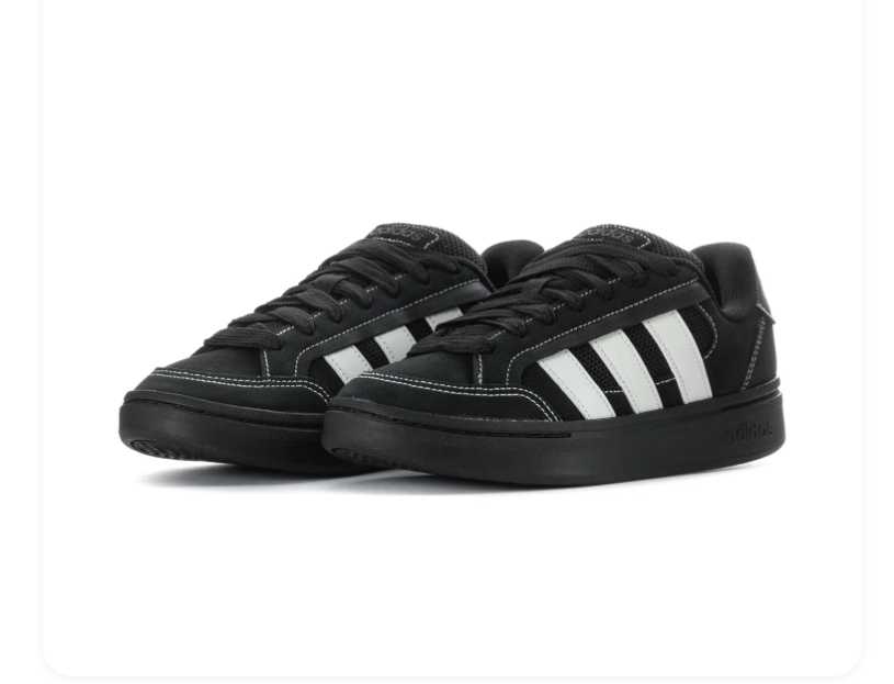adidas Black & White Low-Top Sneakers with Black Sole