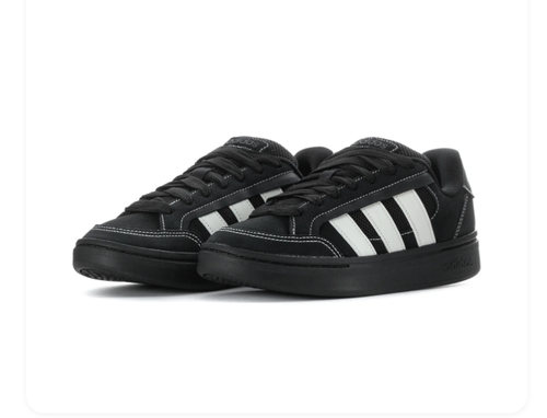 adidas Black & White Low-Top Sneakers with Black Sole