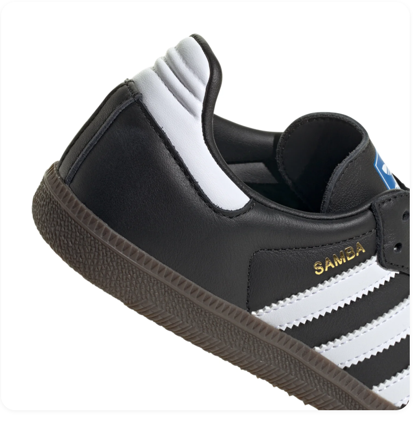 adidas Samba Black & White Sneakers with Dark Gum Sole