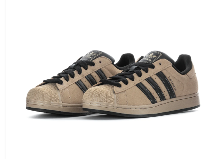 adidas Superstar Beige & Black Shell-Toe Sneakers