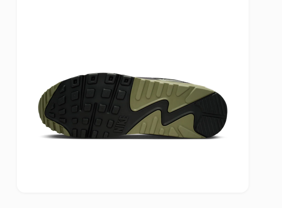 Nike Air Max 90 White & Grey Sneakers with Olive Green Accents