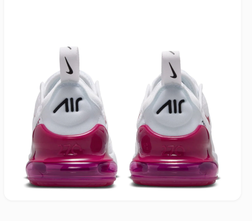 Nike Air Max 270 White & Magenta Mesh Sneakers